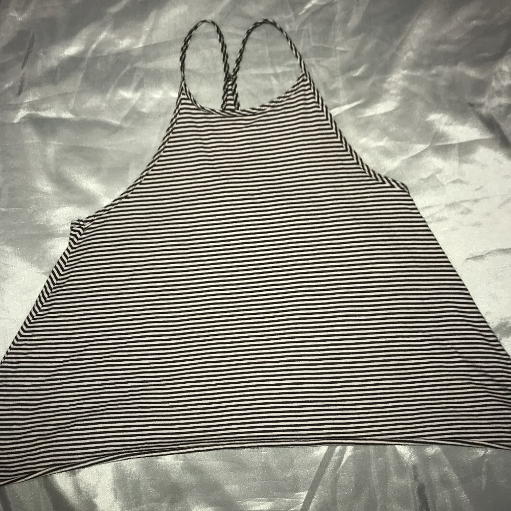 Halter neck striped spaghetti strap